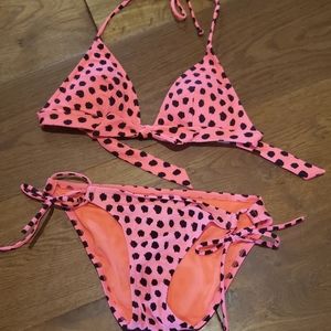 Victoria's Secret Pink and Black Polka Dot Bikini